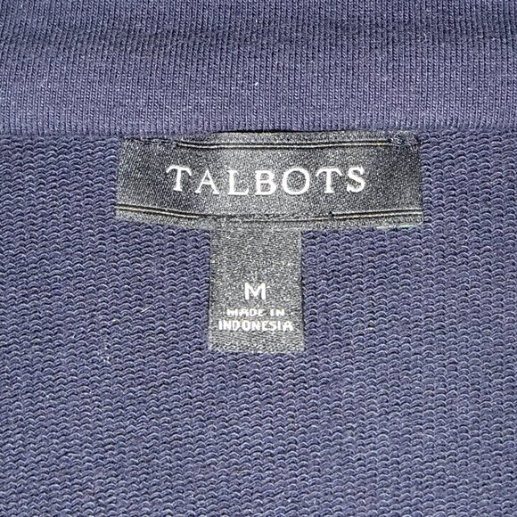 Talbots Navy V-Neck with Collar 3/4 Sleeve Length Sweater - Picture 3 of 4